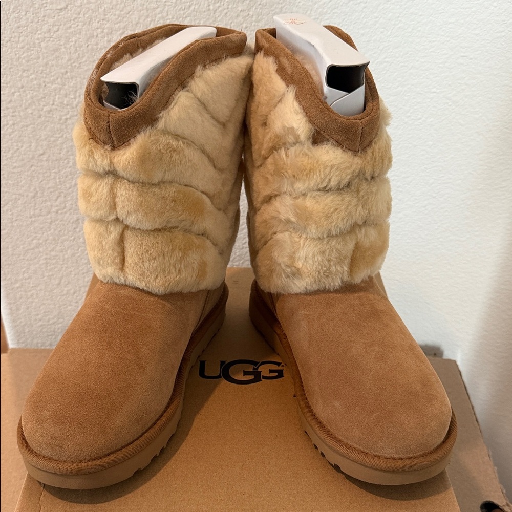 UGG Tania Chesnut Chevron Fur Boots